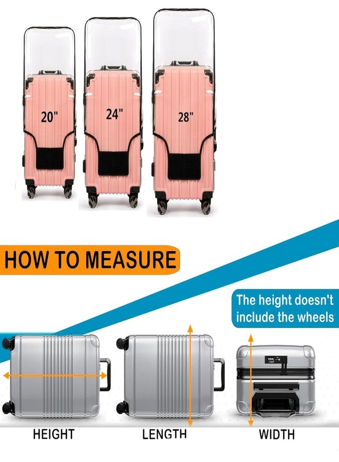 Tusmad Suitcase Cover | 20", 24", 28" Transparent PVC Luggage Cover for Hard Trolley Bag | Waterproof Clear Protective Trolley Bag Cover with Zipper, Travel Dustproof Protector (Pack of 3) - Image 3
